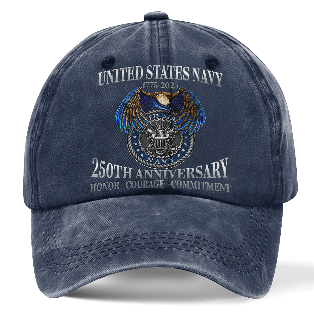 Personalizable Navy 250th Anniversary Washed Cap