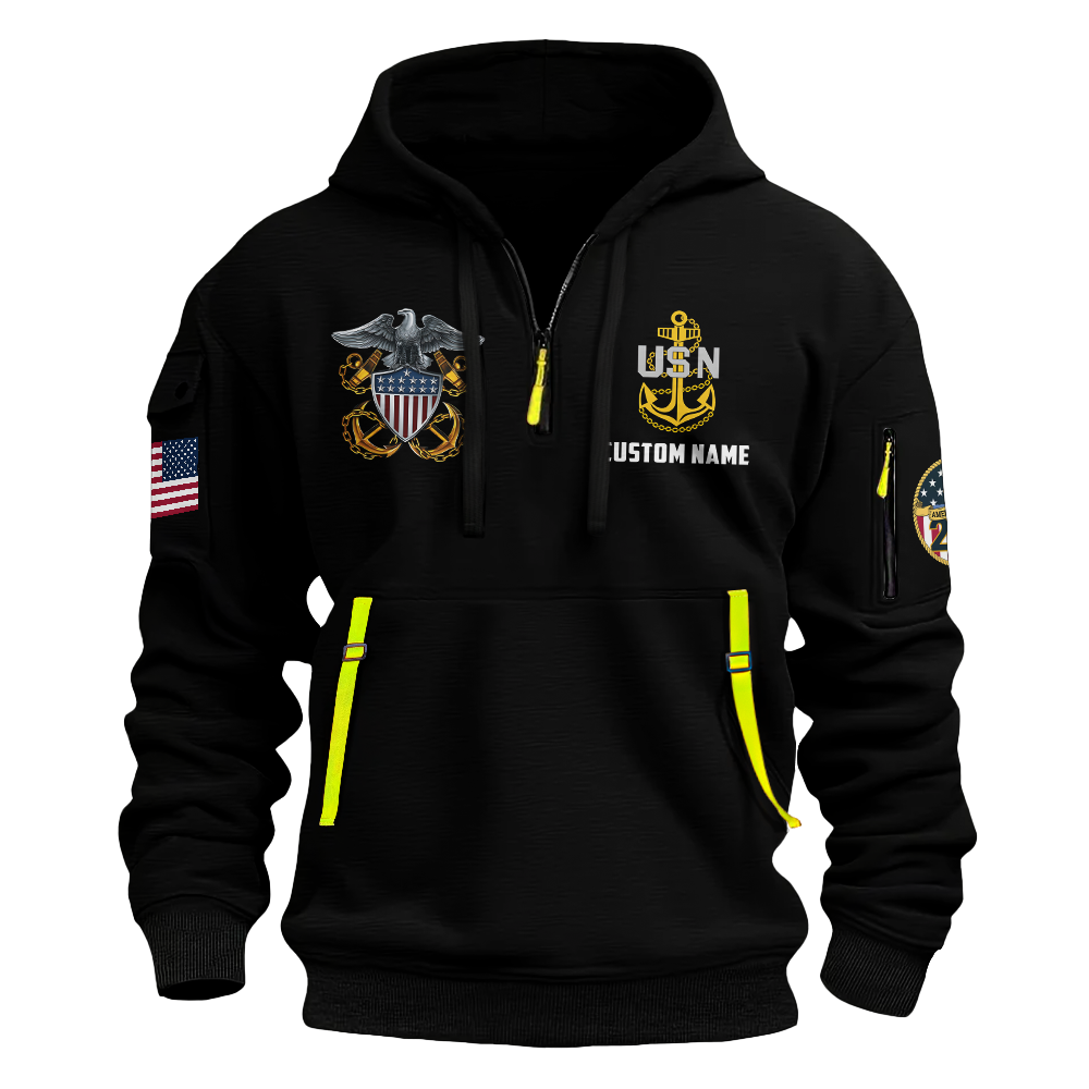 Personalizable Navy 250th Anniversary Quarter Zip Hoodie