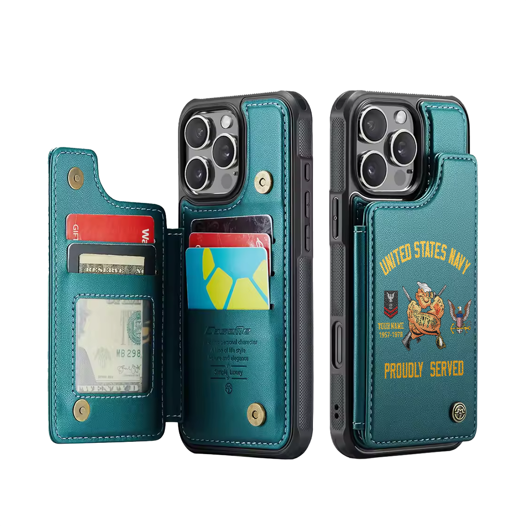 Personalizable Navy Proudly Served Wallet Phone Case