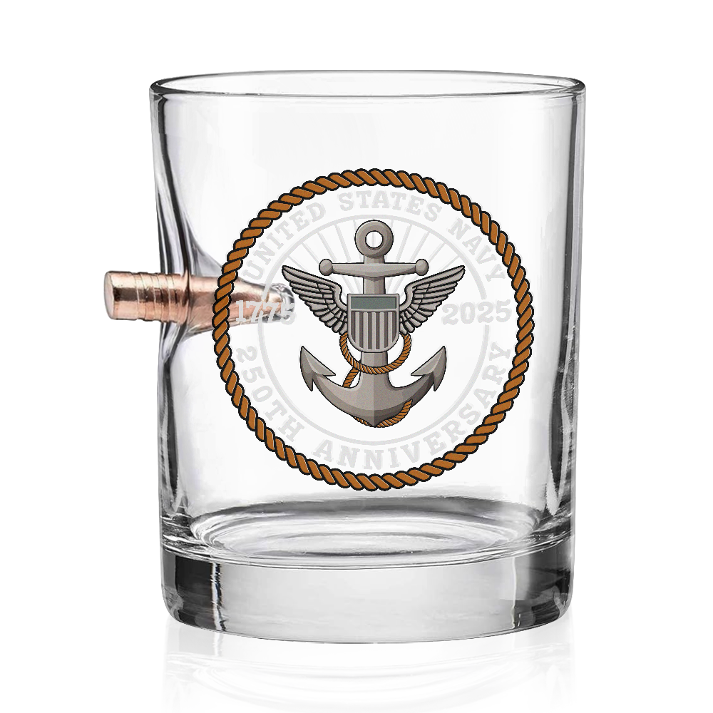 Navy 250th Anniversary Bullet Whiskey Glass