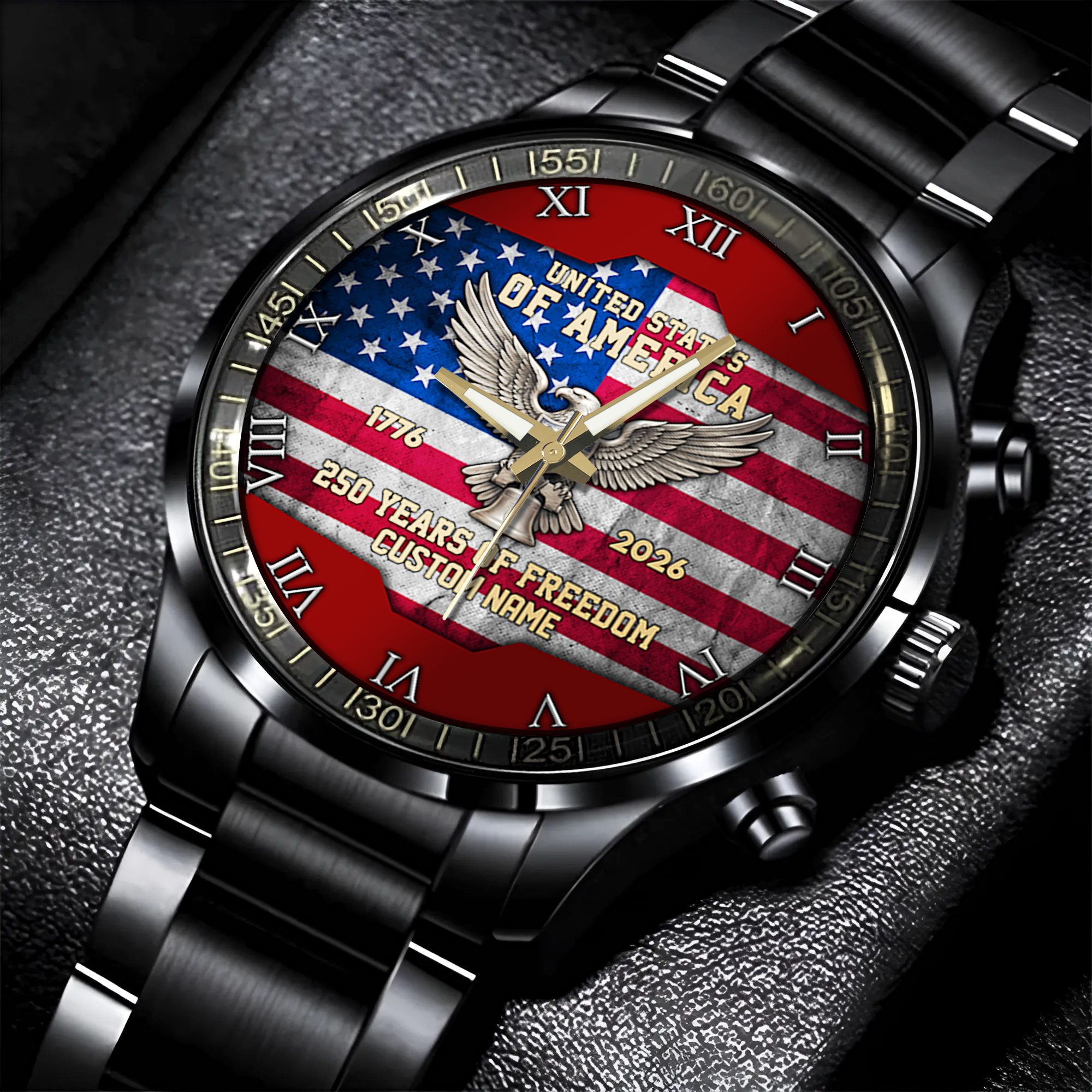 Personalizable America 250 Years of Freedom Stainless Steel Watch