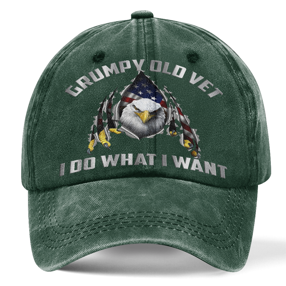 Personalizable Grumpy Old Vet Washed Cap