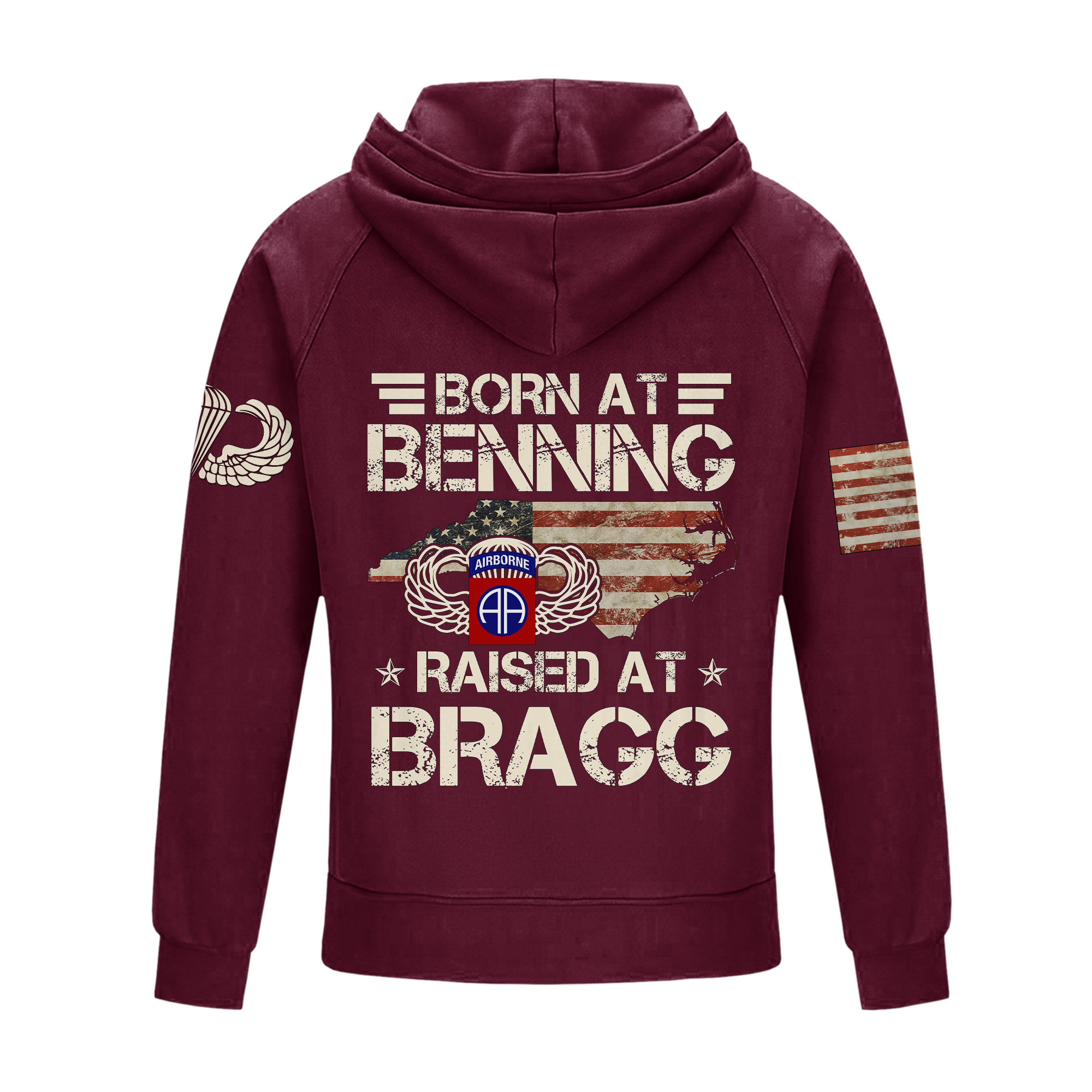 Born At Benning Raised At Bragg Vintage Quarter Zip Hoodie