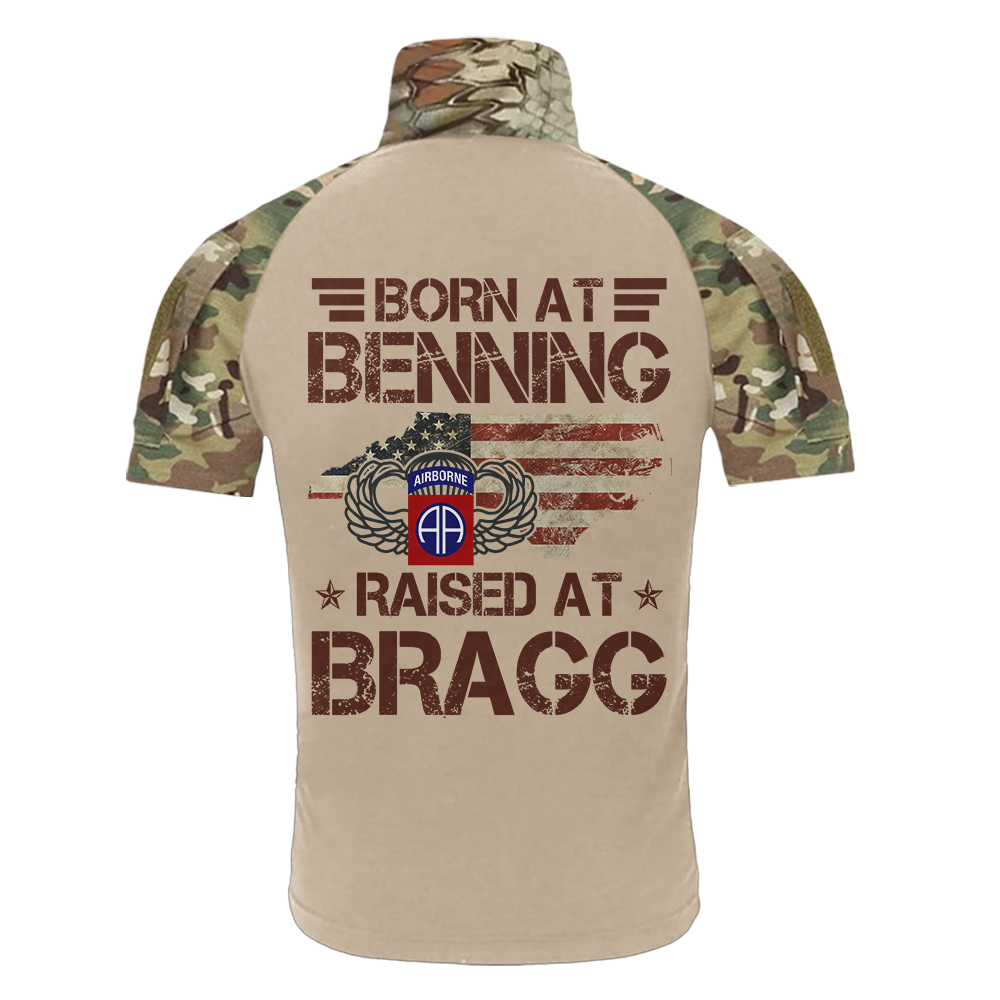 Born At Benning Raised At Bragg Tactical Polo Shirt