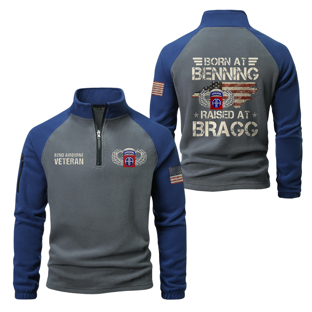 82nd Airborne Born At Benning Half-Zip Raglan Sweatshirt