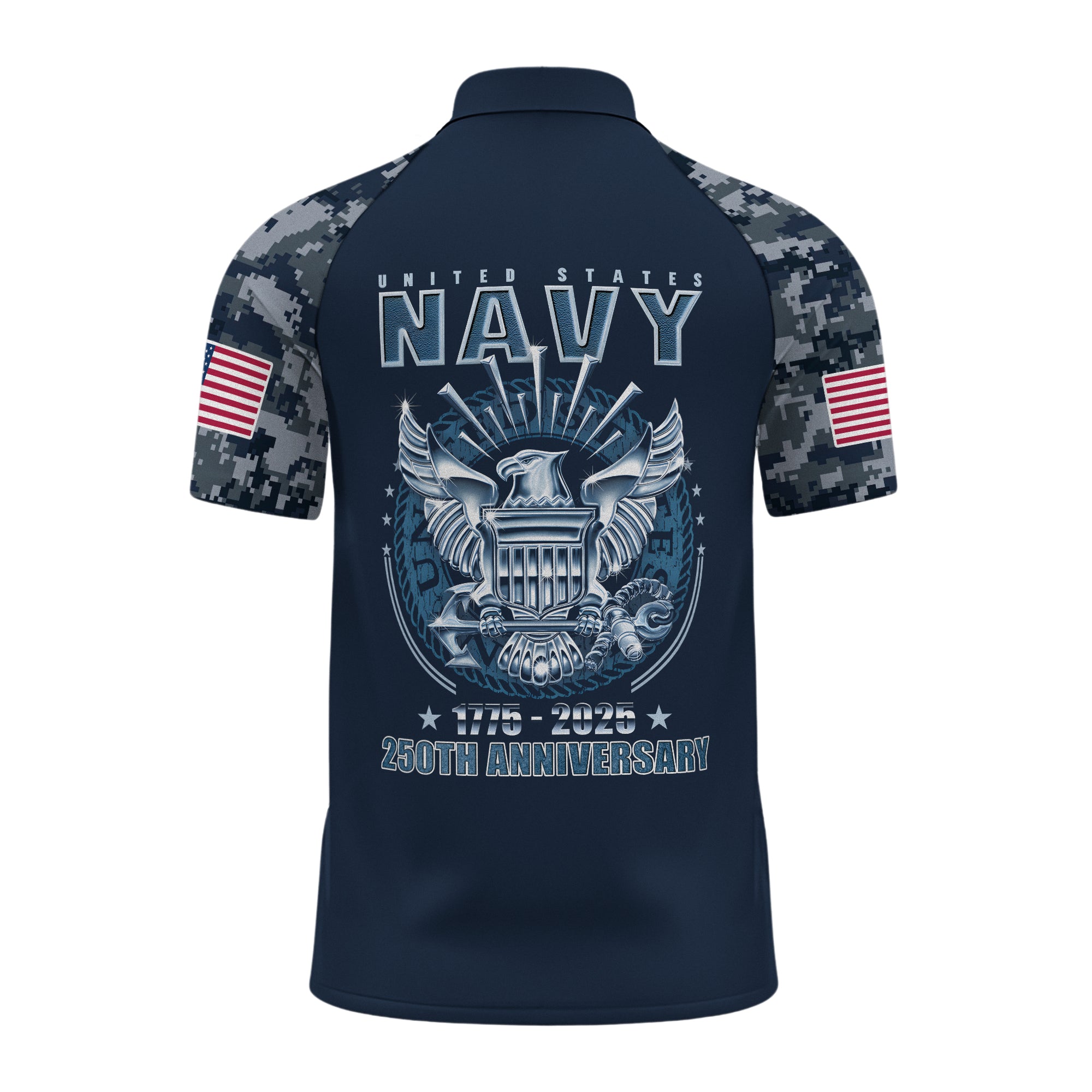 Navy 250th Anniversary Raglan Zip Polo Shirt