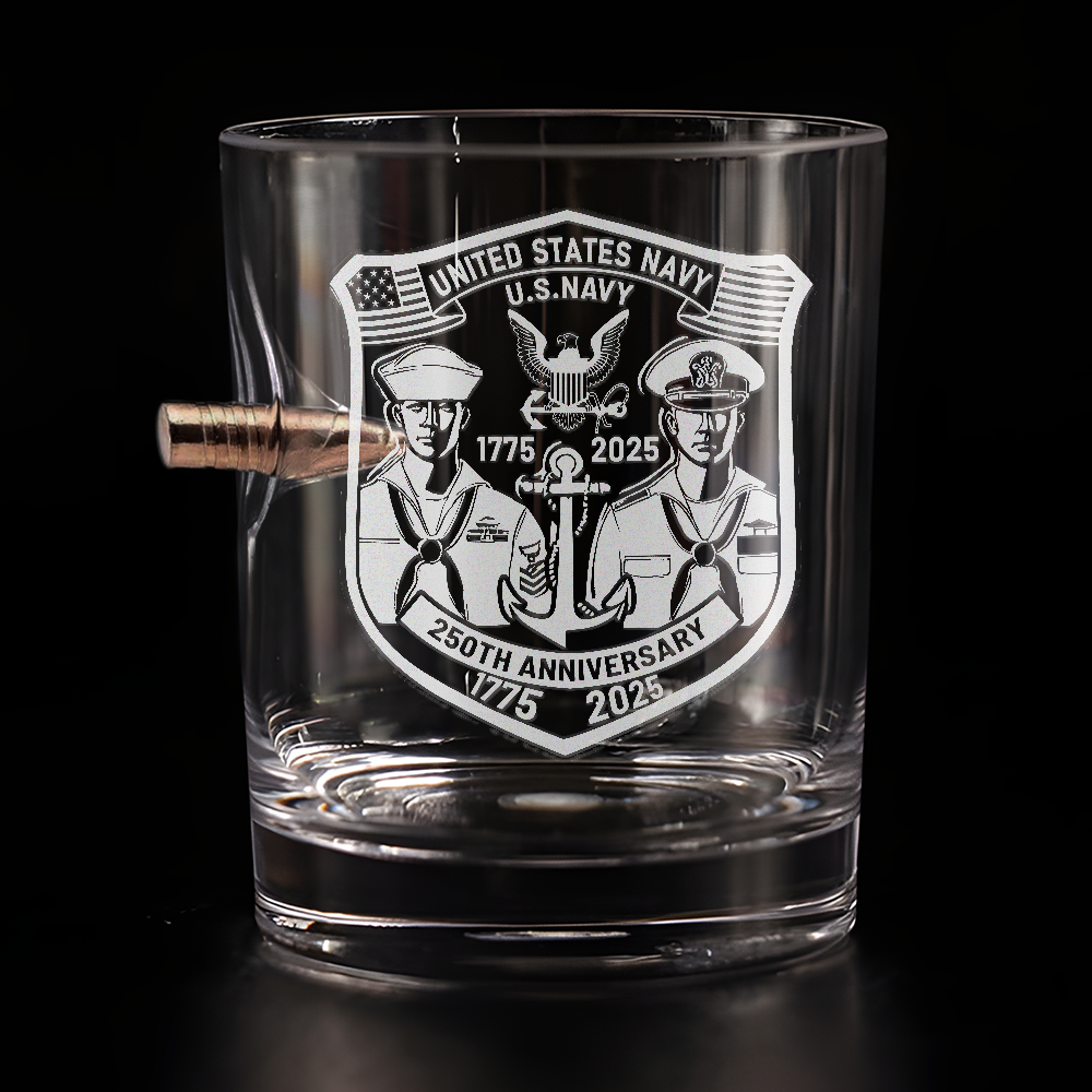 Navy 250th Anniversary Bullet Whiskey Glass