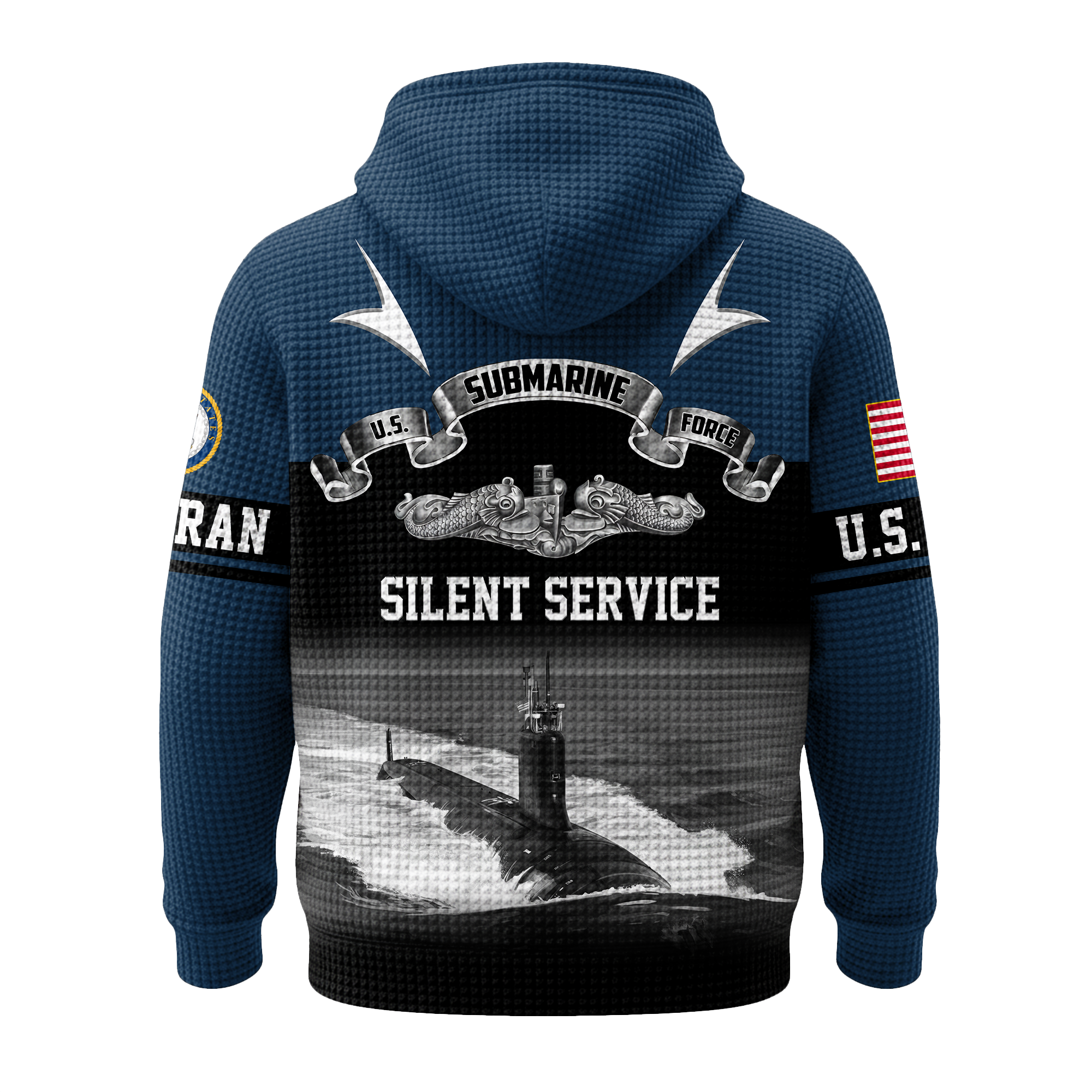 Navy Submarine Quarter Zip Waffle Hoodie