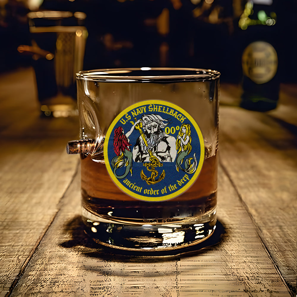 Shellback Ancient Order Of The Deep Bullet Whiskey Glass