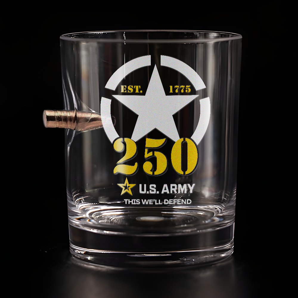 Army 250th Anniversary Bullet Whiskey Glass
