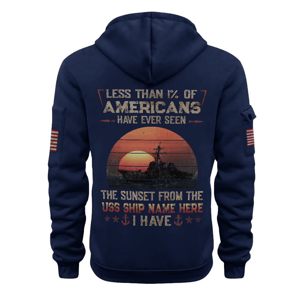 LESS THAN 1% NAVY DESTROYER PERSONALIZABLE QUARTER ZIP HOODIE
