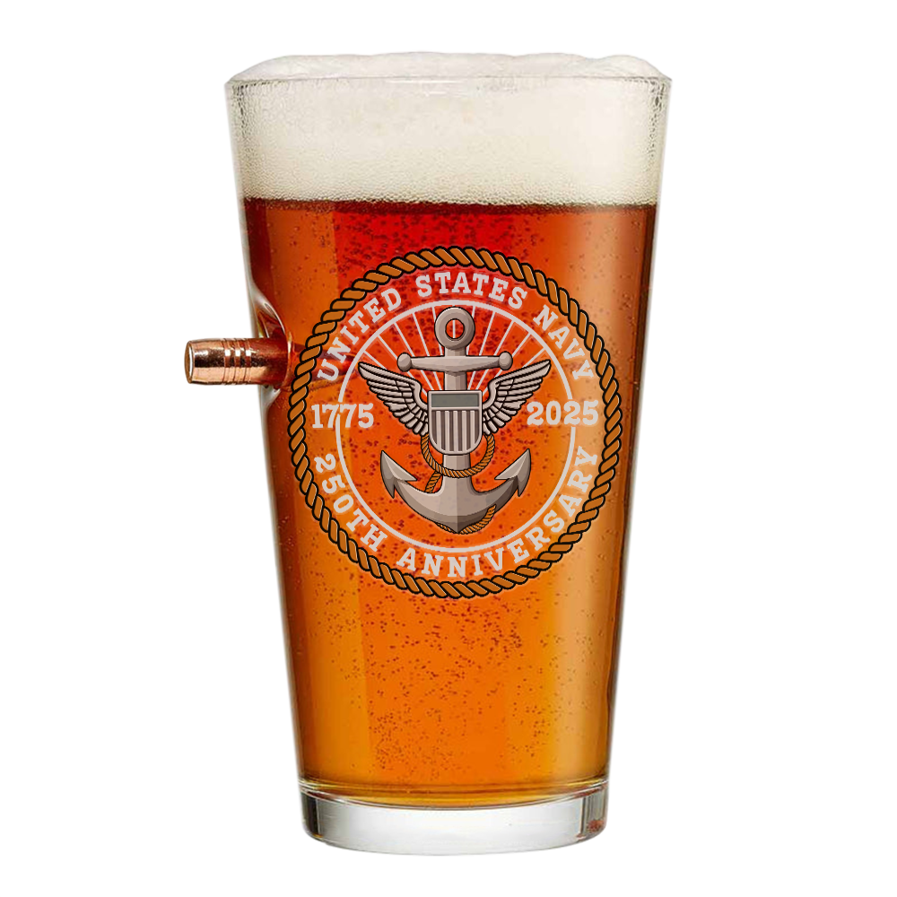 Navy 250th Anniversary Bullet Pint Glass