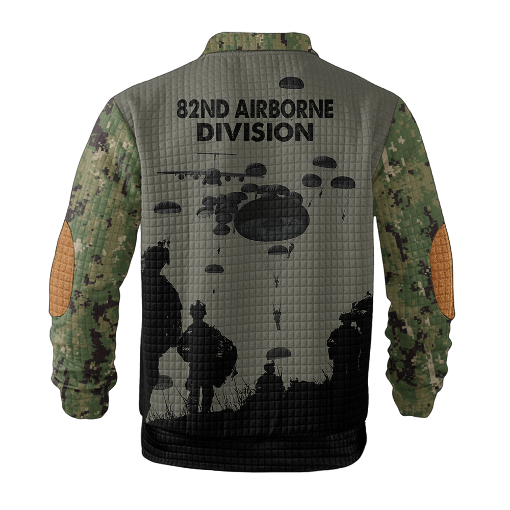 Personalizable 82nd Airborne Division Waffle Stand Collar Sweatshirt