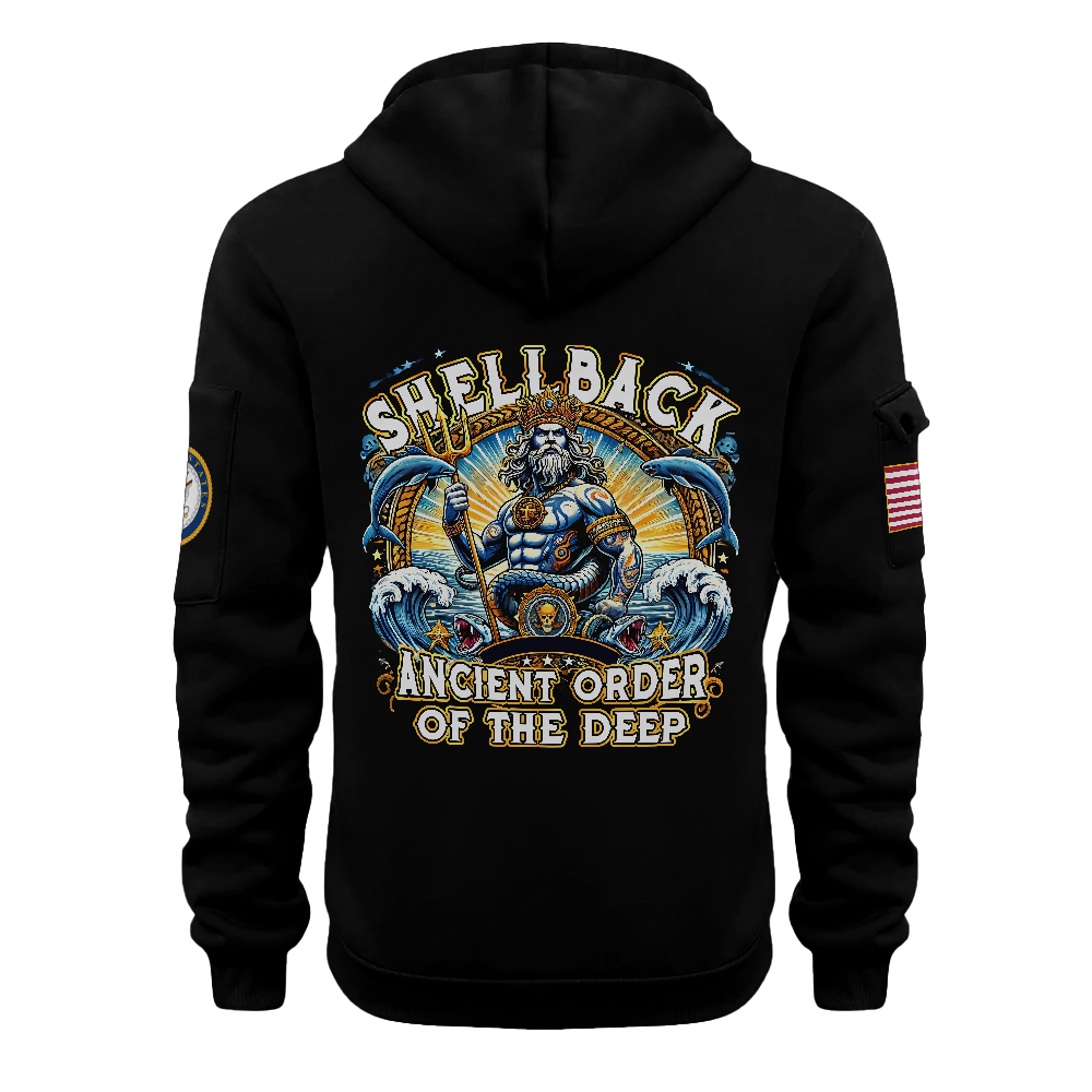 Navy Shellback Ancient Order Of The Deep Quarter Zip Hoodie