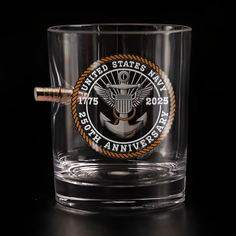 Navy 250th Anniversary Bullet Whiskey Glass
