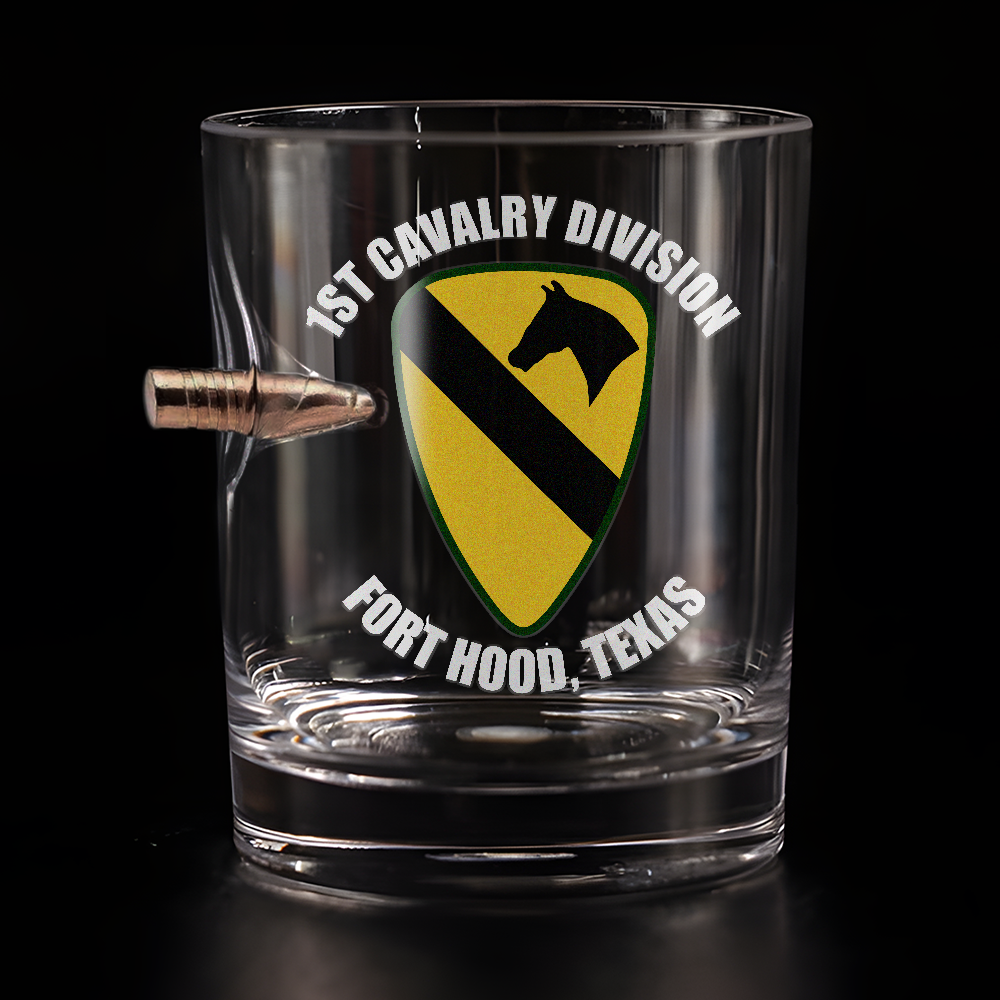 1st Air Cavalry Division Fort Hood Bullet Whiskey Glass