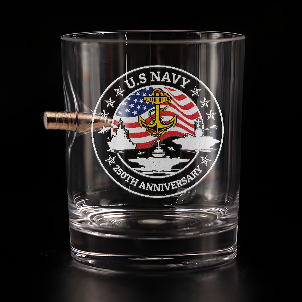 Navy 250th Anniversary Bullet Whiskey Glass