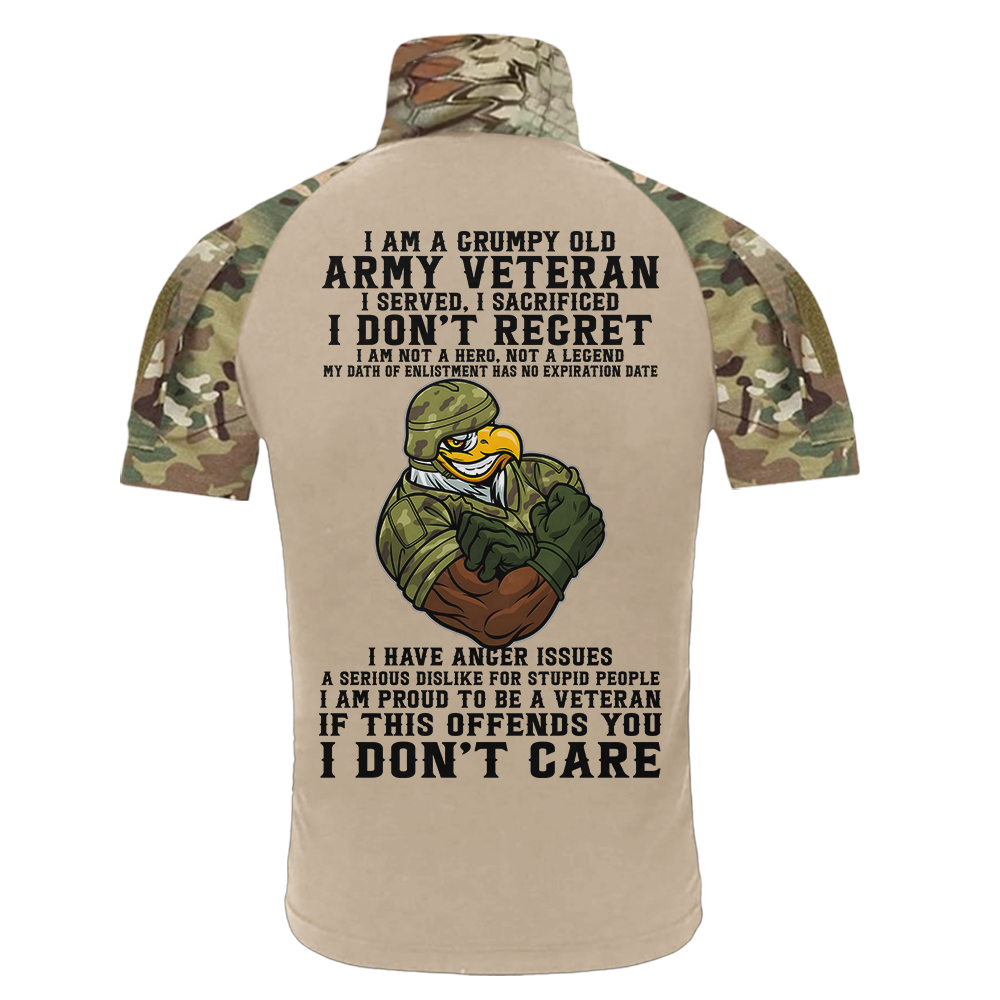 Personalized I'm A Grumpy Old Army Veteran Tactical Polo Shirt