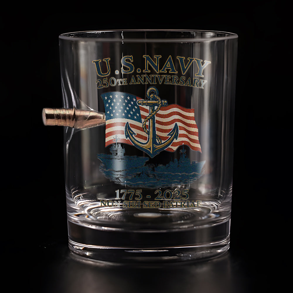 Navy 250th Anniversary Bullet Whiskey Glass