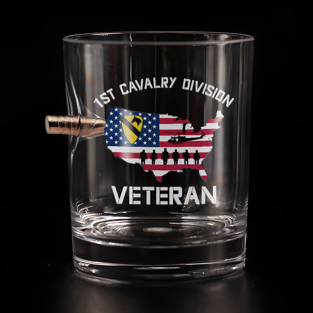 1st Cavalry Division Veteran Bullet Whiskey Glass