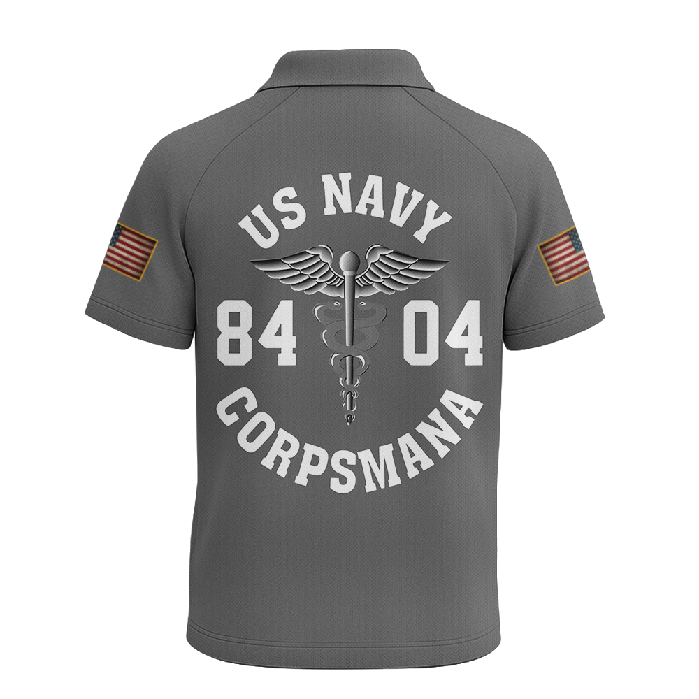 Navy Corpsman Raglan Zip Polo Shirt