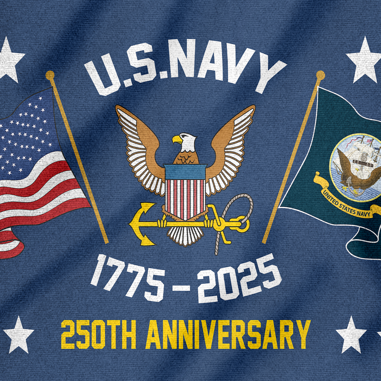 Navy 250th Anniversary House Flag