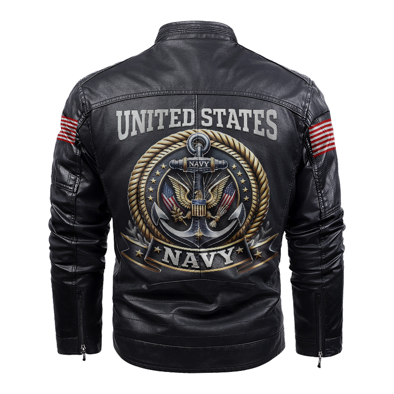 Navy Leather Jacket
