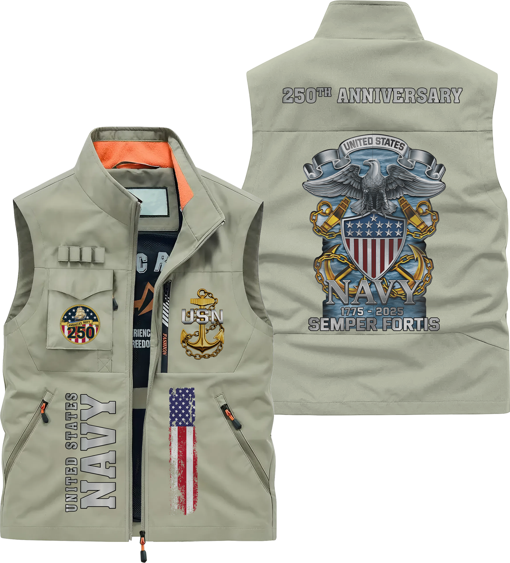 Navy 250th Anniversary Pocket Vest
