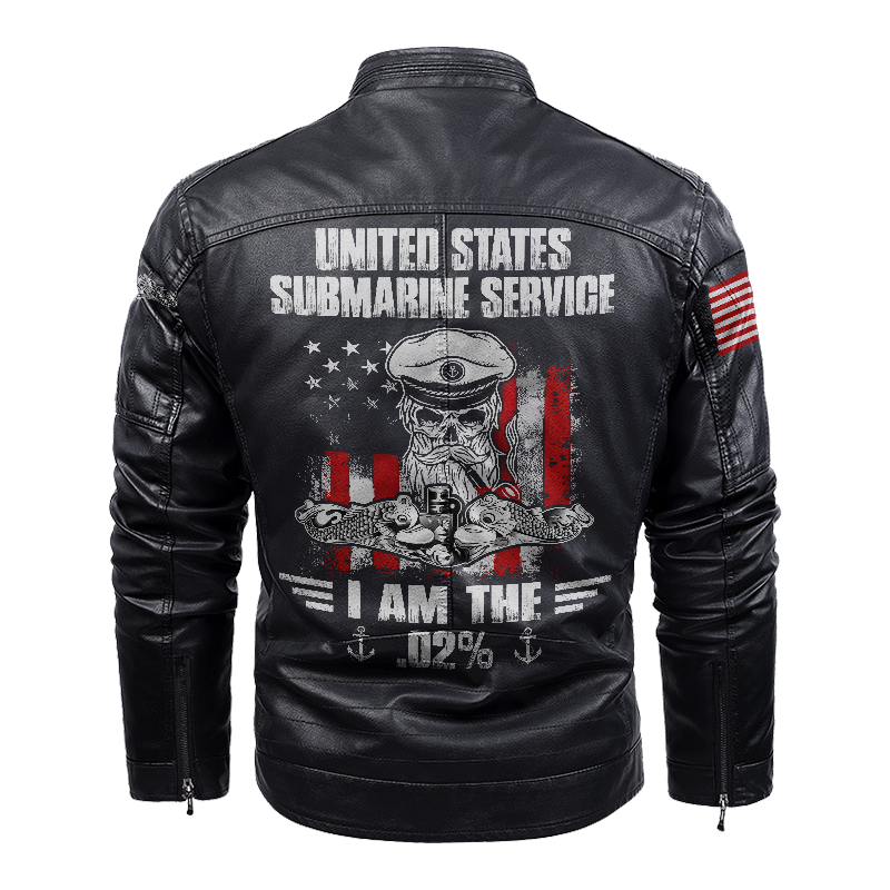 Personalizable Navy Submarine Leather Jacket