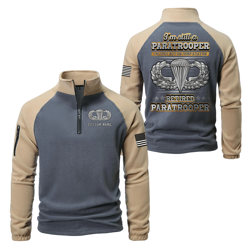 Personalizable Retired Paratrooper Half-Zip Raglan Sweatshirt
