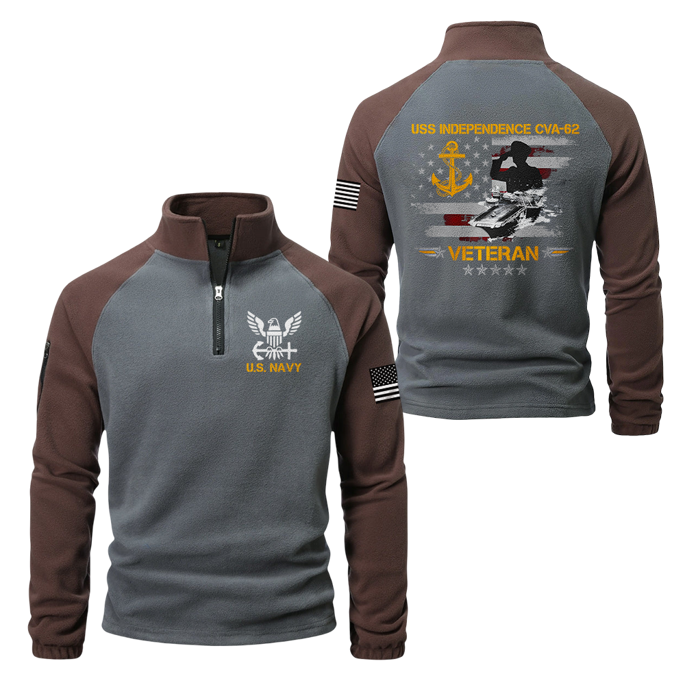 Personalizable Navy Ship Half-Zip Raglan Sweatshirt