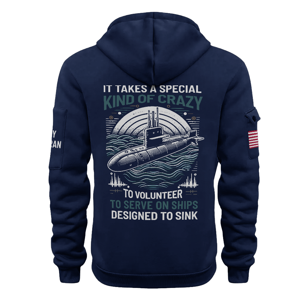 Navy Submarine Quarter Zip Hoodie & Washed Cap Combo