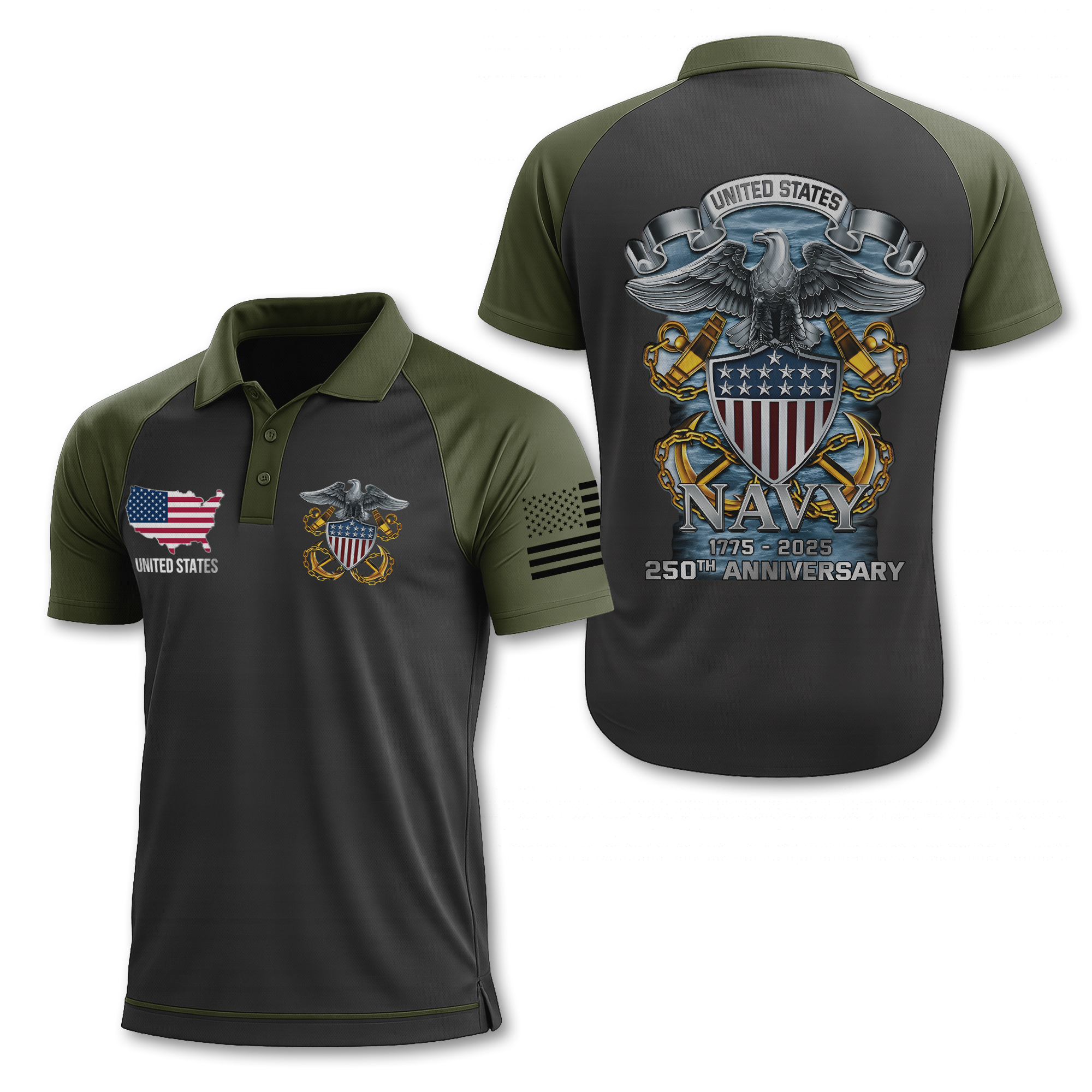 Navy 250th Anniversary Polo Shirt