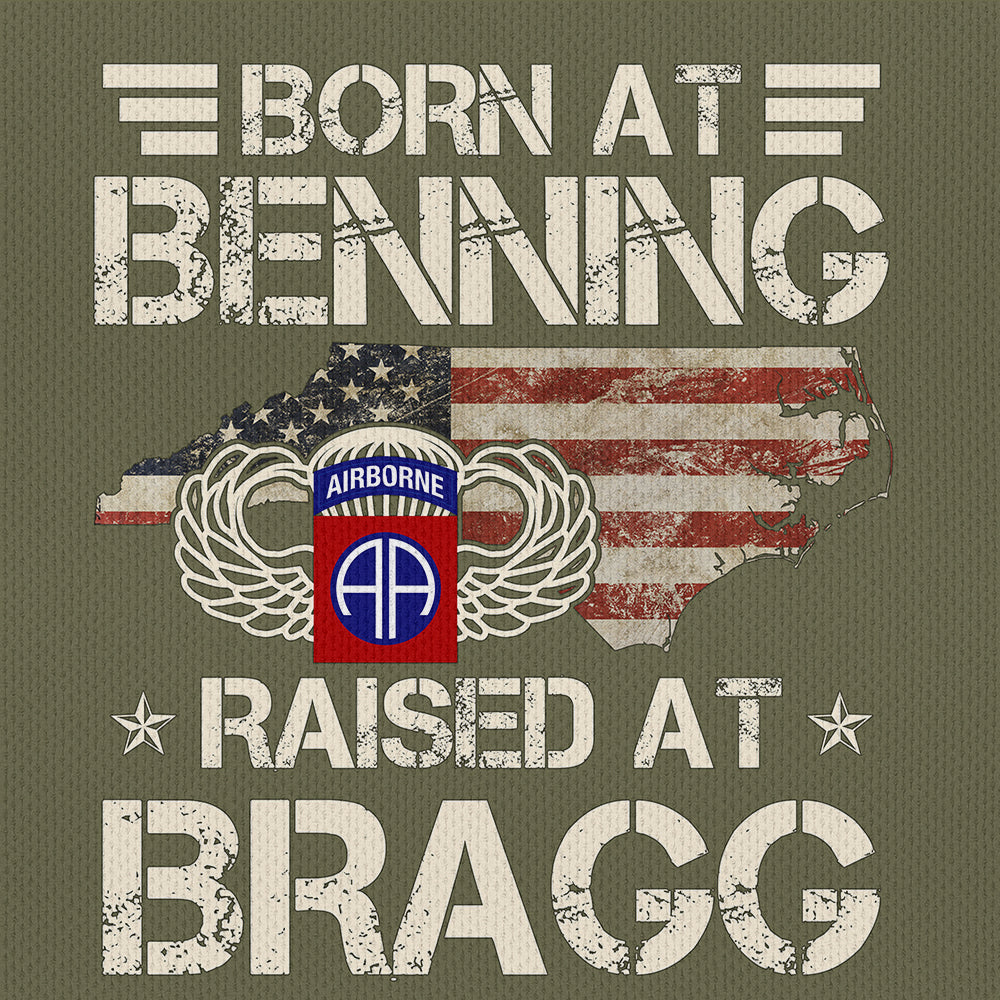 Airborne Born At Benning Raised At Bragg Raglan Zip Polo Shirt