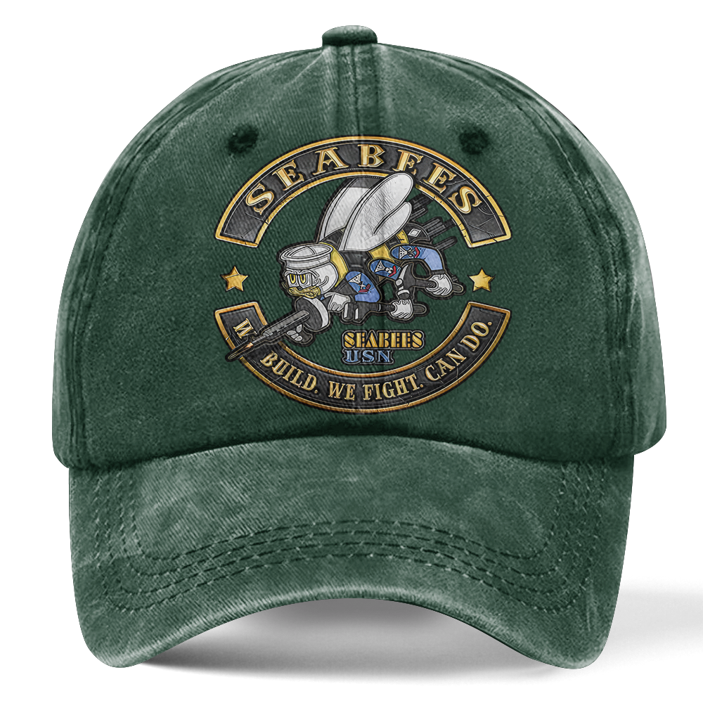 Personalizable Navy Seabee Washed Cap
