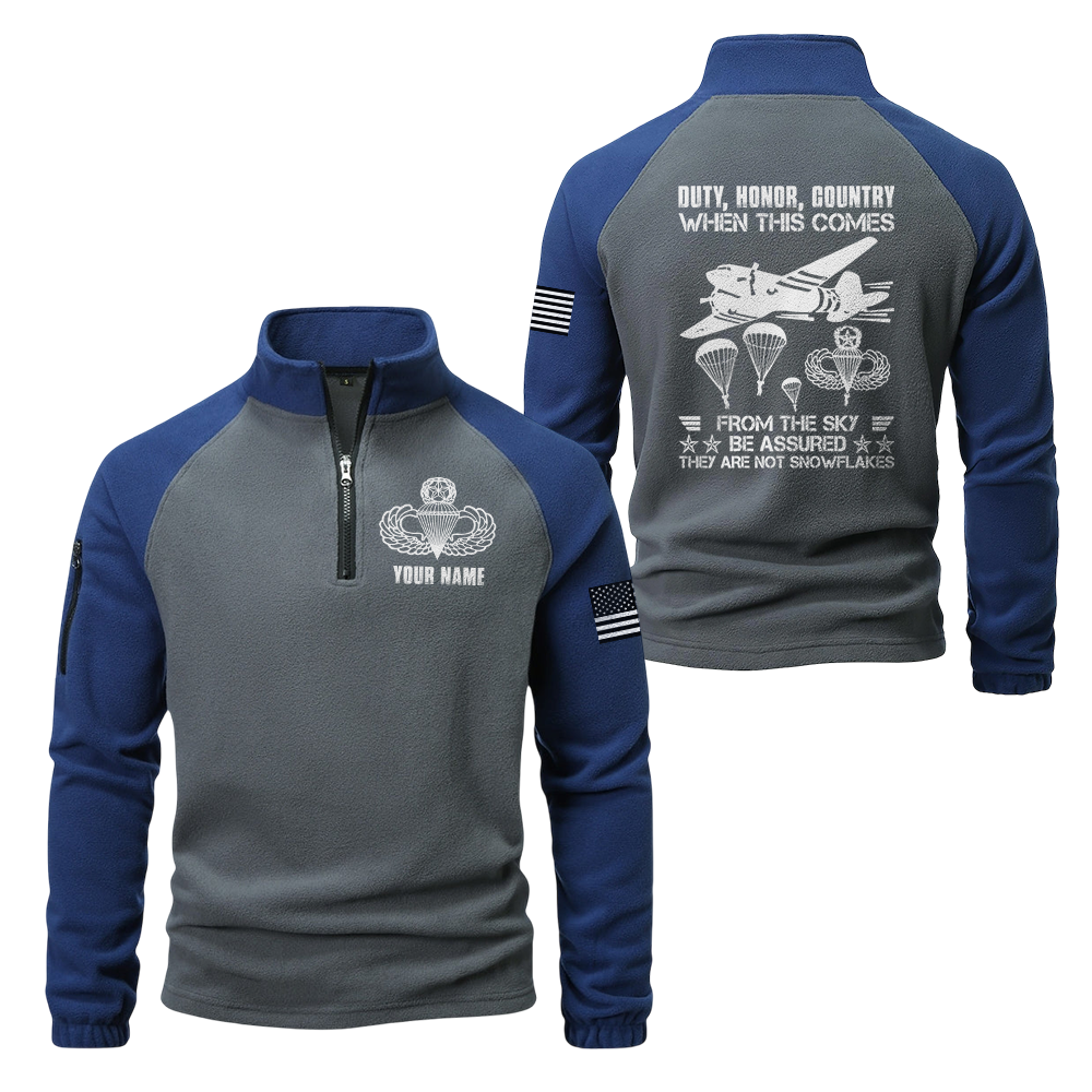Personalizable Airborne Duty Honor Country Half-Zip Raglan Sweatshirt