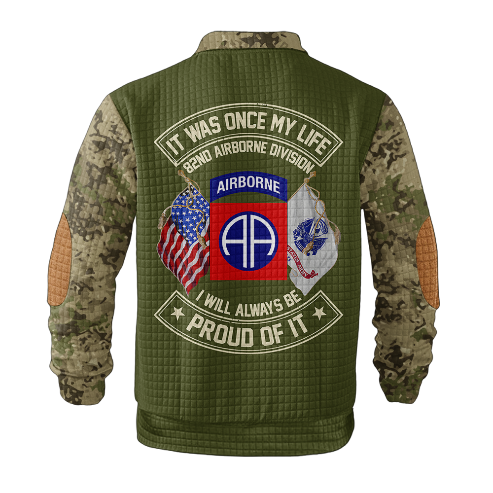 Personalizable 82nd Airborne Division Waffle Stand Collar Sweatshirt