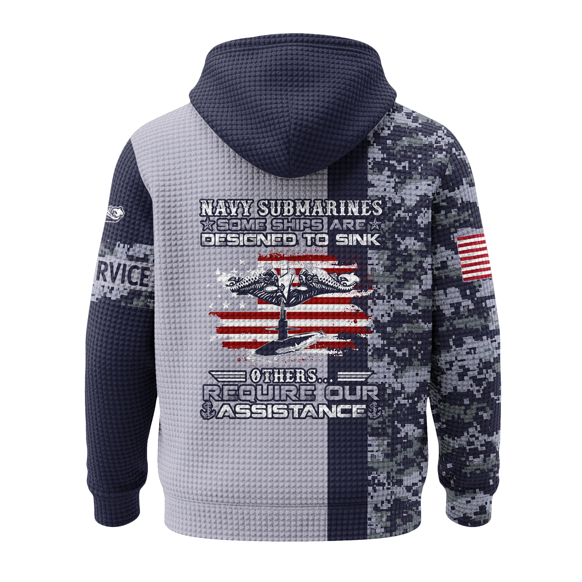 Navy Submarine Quarter Zip Waffle Hoodie