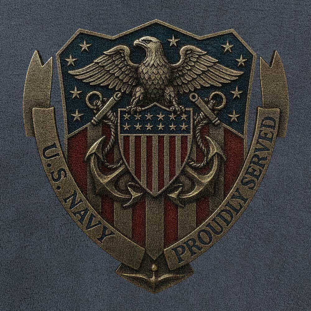 Personalizable Navy Proudly Served Half-Zip Raglan Sweatshirt