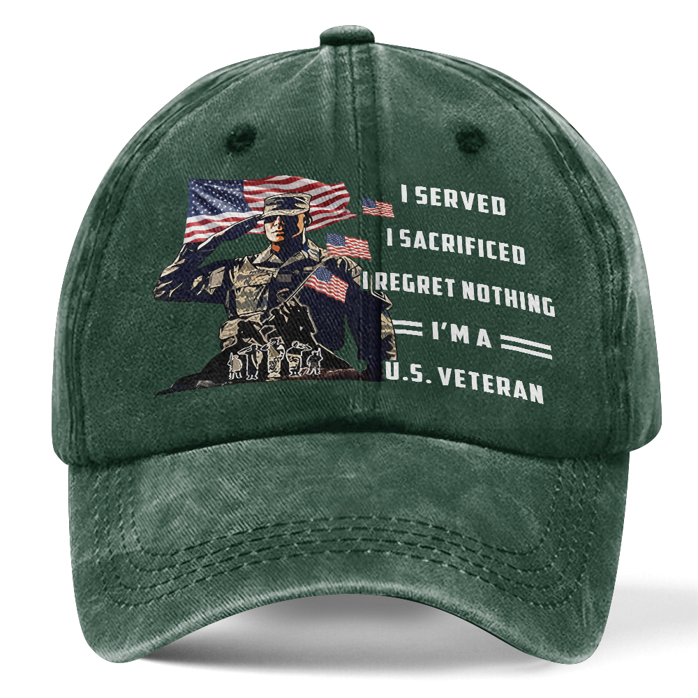 Personalizable I Served I Sacrificed I'm A Veteran Washed Cap