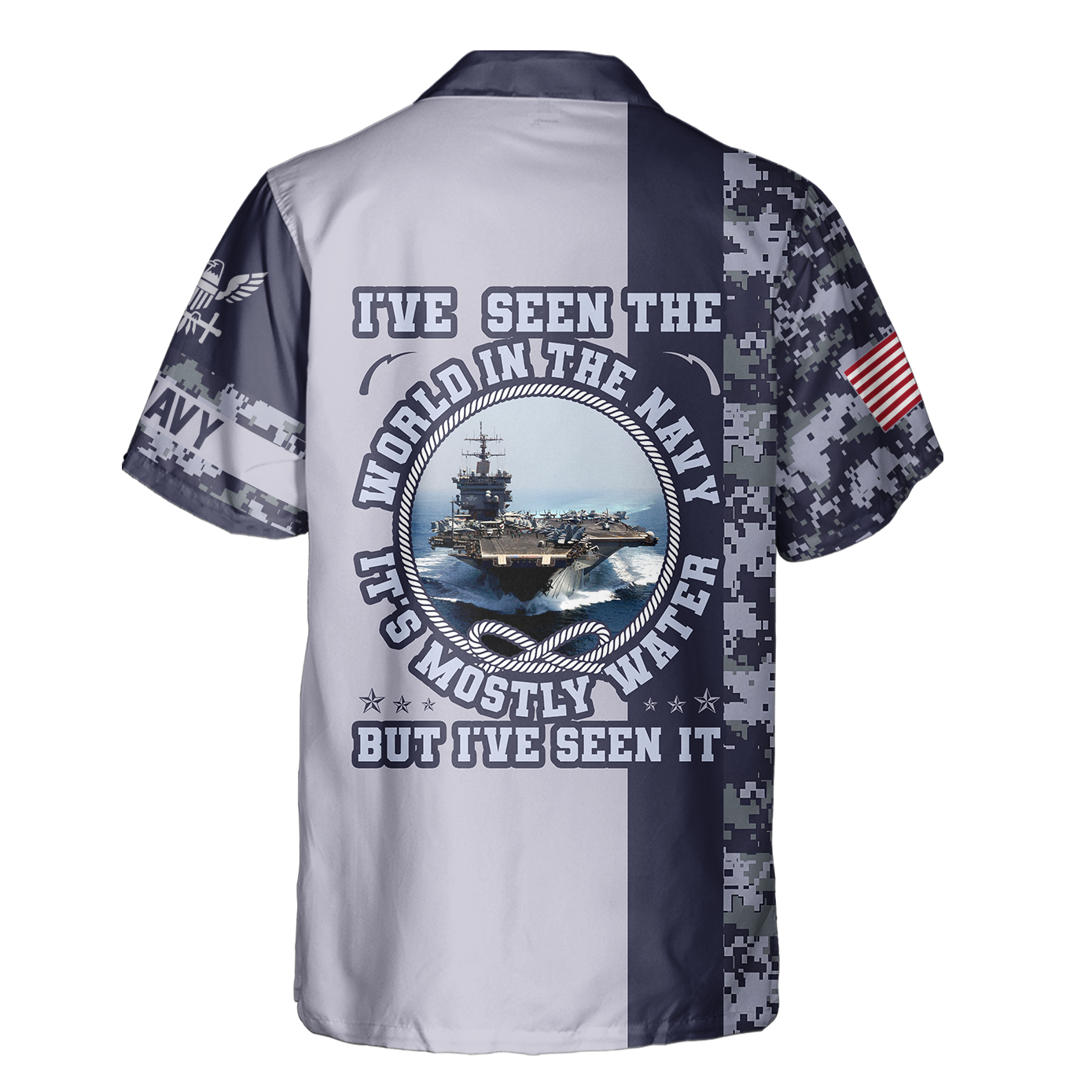 I've Seen The World In The Navy Cuban Shirt