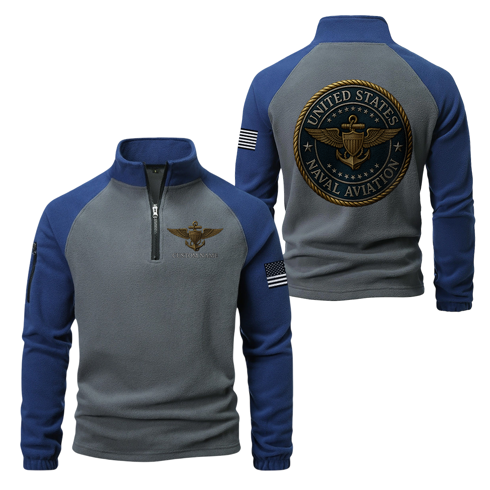 Personalizable Naval Aviation Half-Zip Raglan Sweatshirt