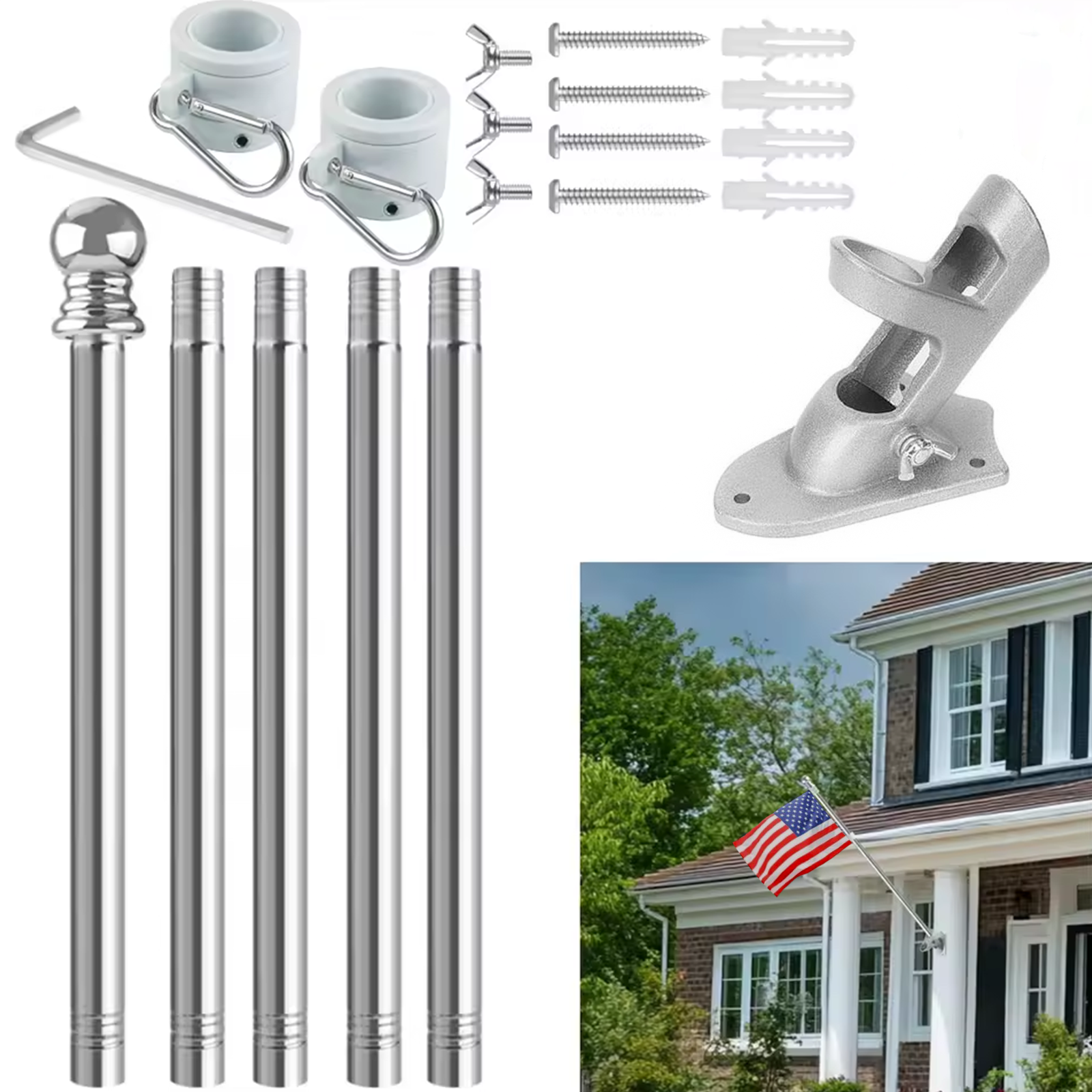 America 250 Years House Flag & Flagpole Combo