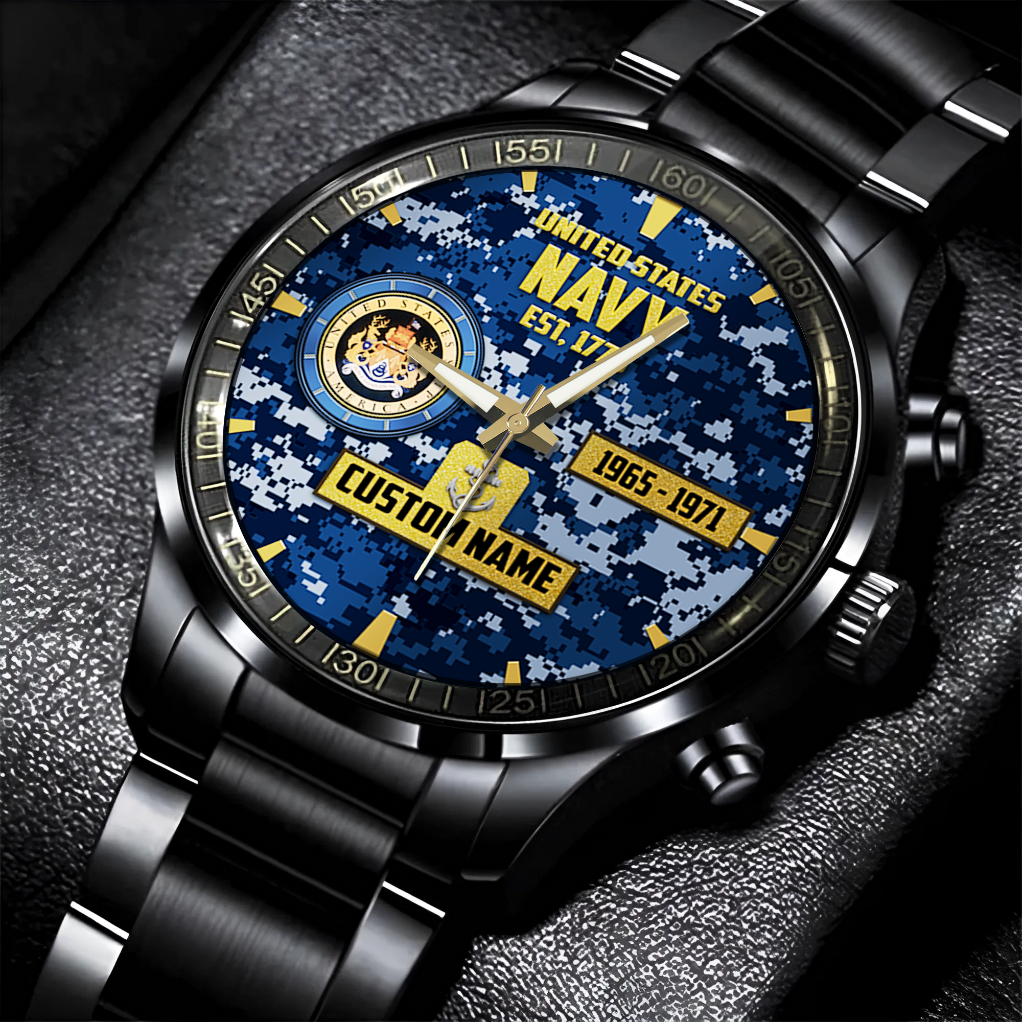 Personalizable Navy Aircraft Carrier Stainless Steel Watch