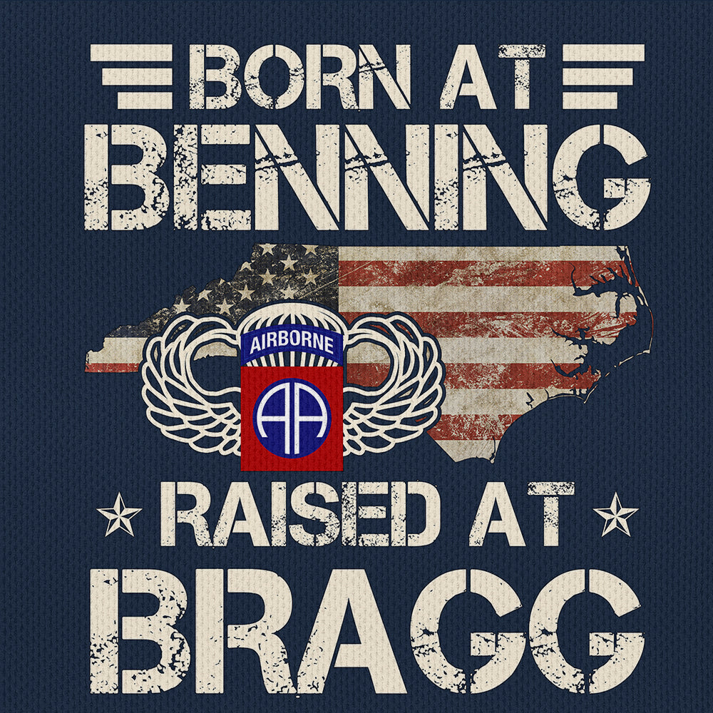 Airborne Born At Benning Raised At Bragg Raglan Zip Polo Shirt
