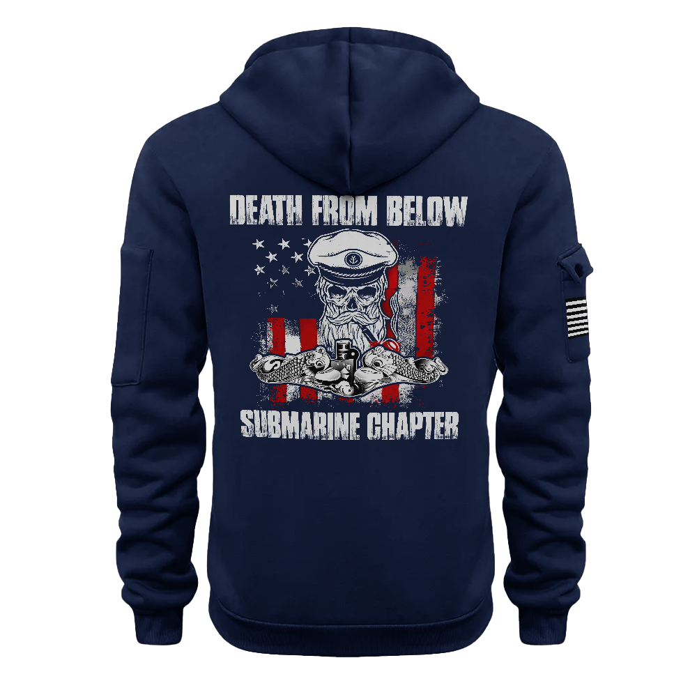 Personalizable Navy Submarine Death From Below Quarter Zip Hoodie