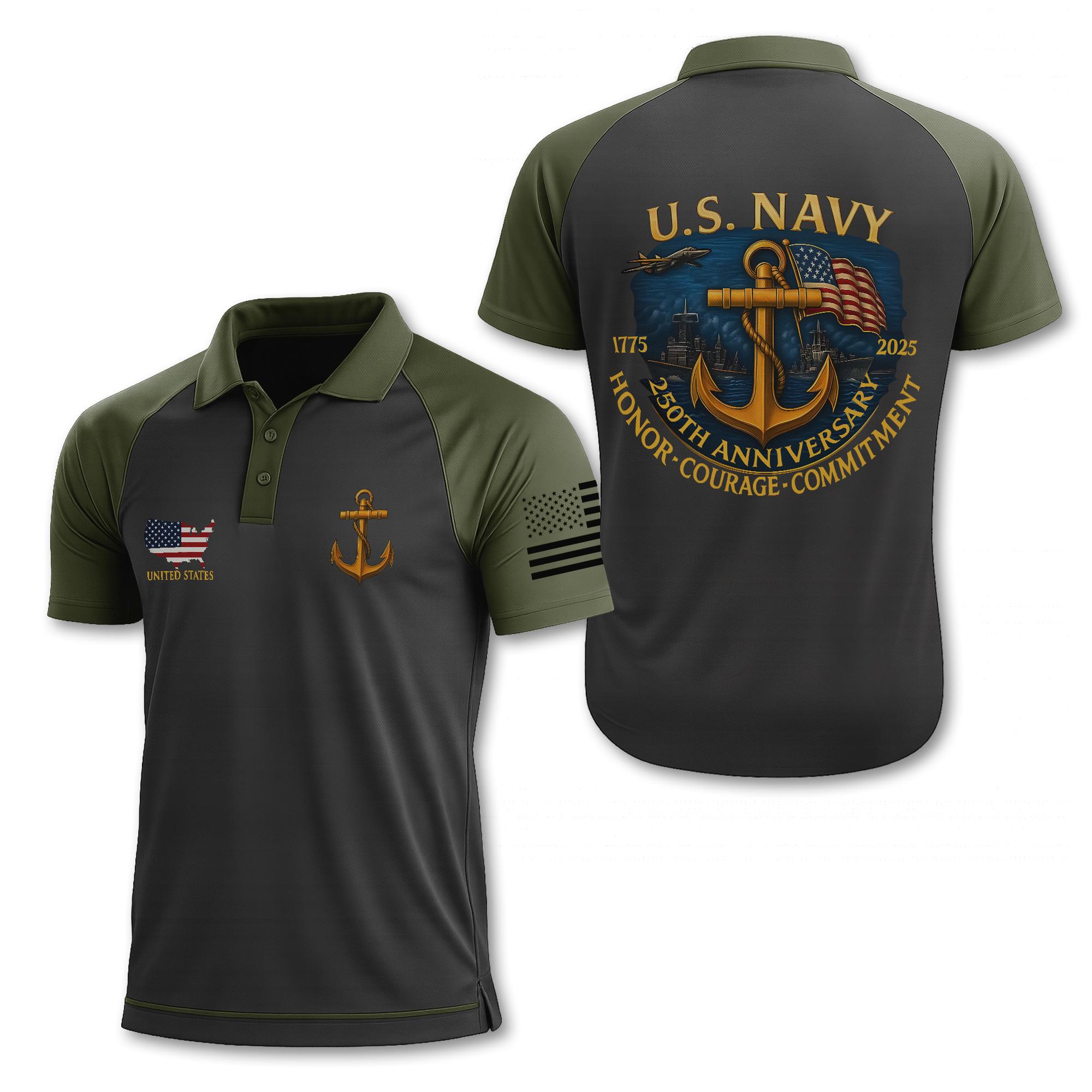 Navy 250th Anniversary Polo Shirt
