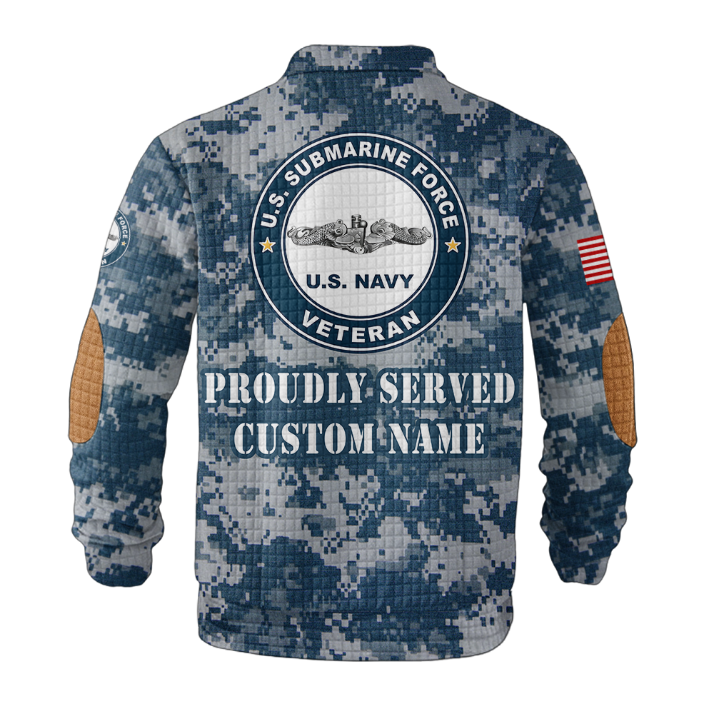 Personalizable Navy Submarine Waffle Stand Collar Sweatshirt