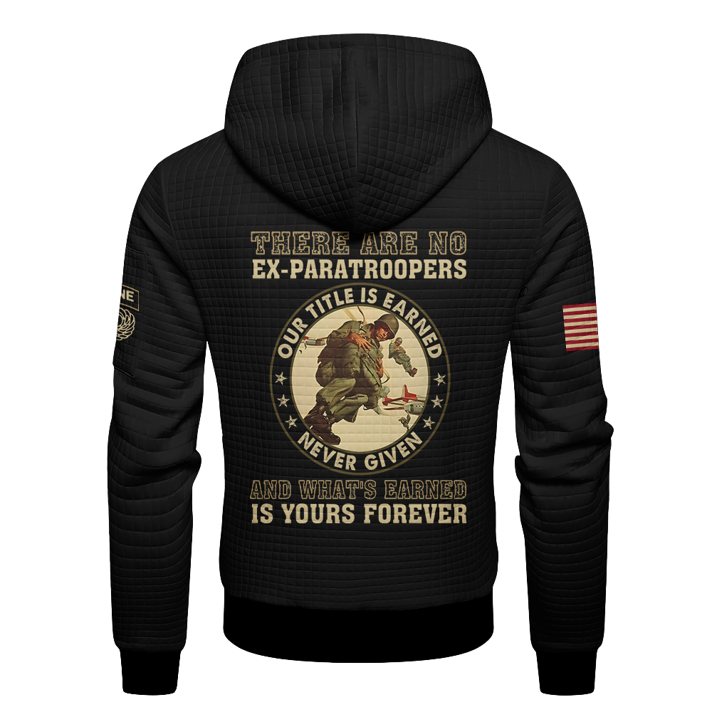 Personalizable There Are No Ex-Paratroopers Waffle Hooded Jacket