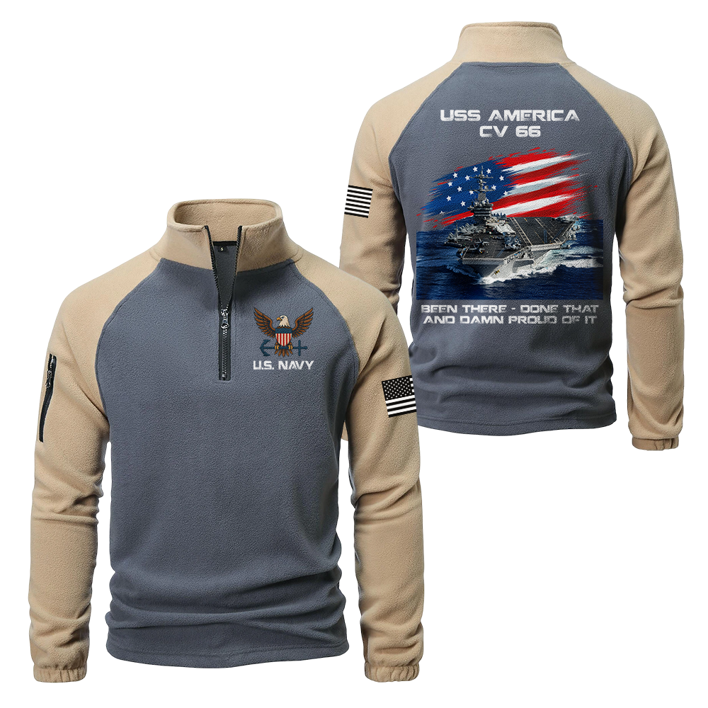 Personalizable Navy Ship Been There Done That Half-Zip Raglan Sweatshirt